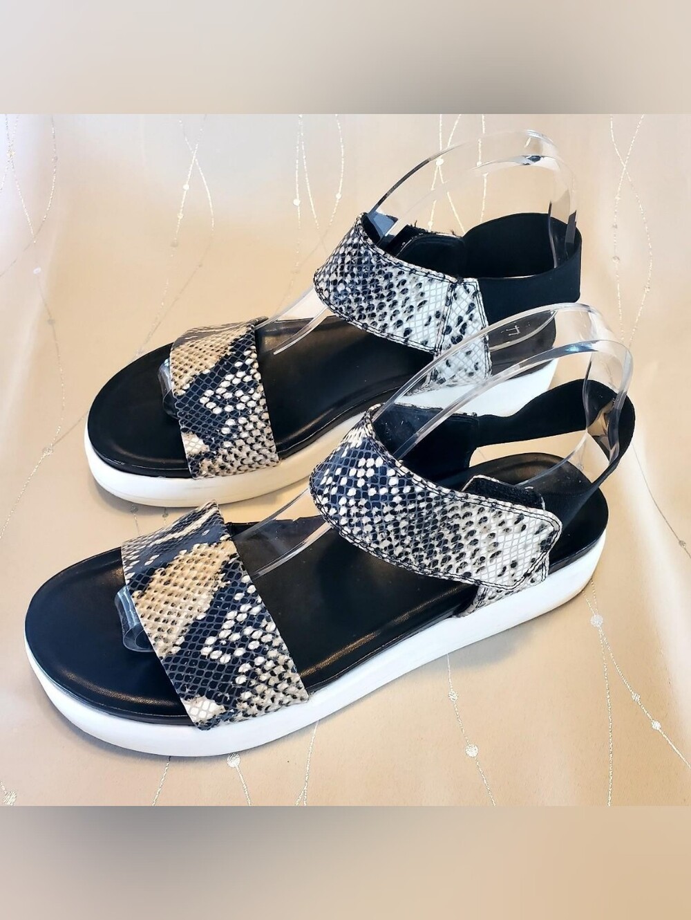 Franco Sarto Kana Leather Snake Print Platform Sandals Sz 9